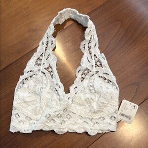 Free People White Lace Bralette with Racerback Design